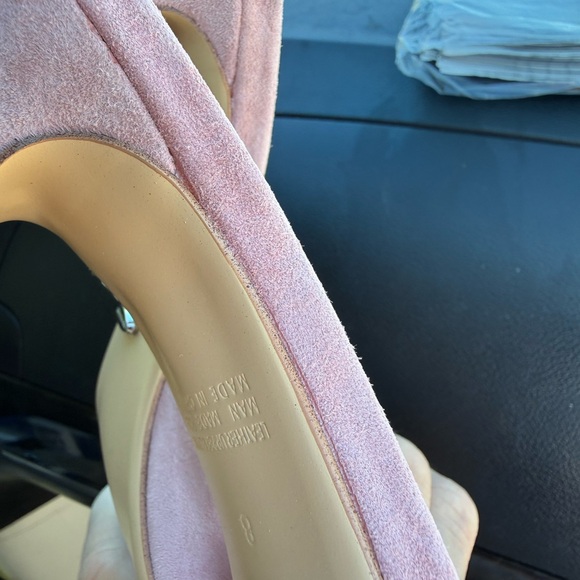 Tony Bianco Pink Suede Mule Heels Bow Grommet Pointed Toe Pumps - Picture 8 of 10